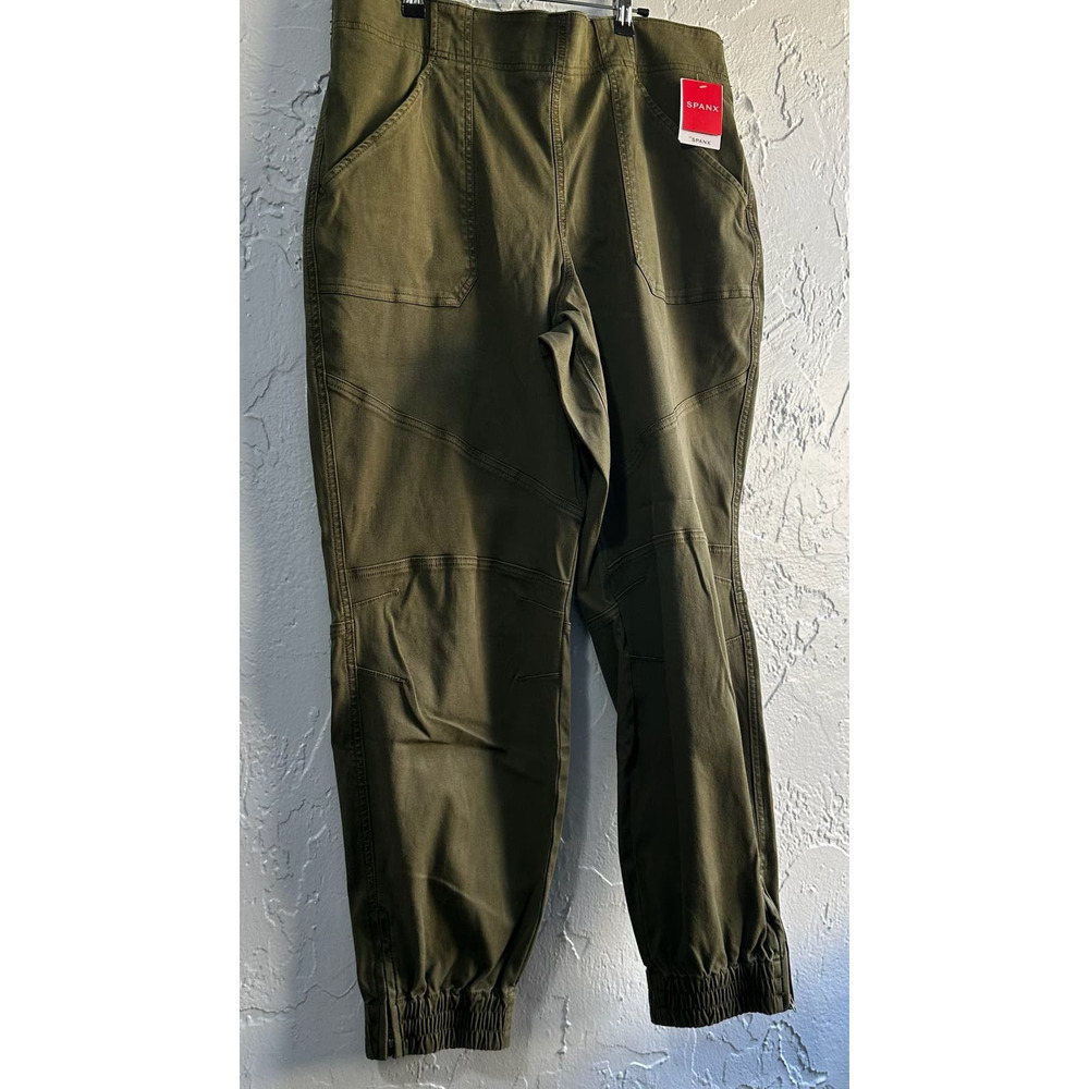 NWT Spanx Stretch Mid Rise Twill Darkened Olive Joggers Size 2X - Picture 4 of 12